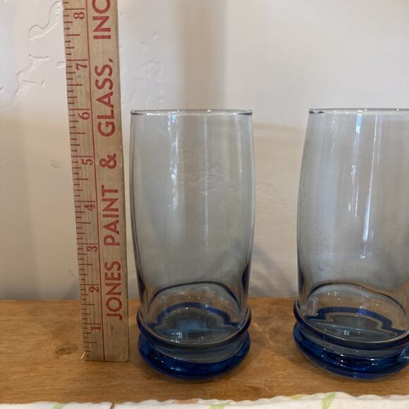 Vintage Libbey Set Of 2 Misty Blue Aqua Clear‎ Tall 6" Glasses Highball Tumbler - Picture 2 of 6